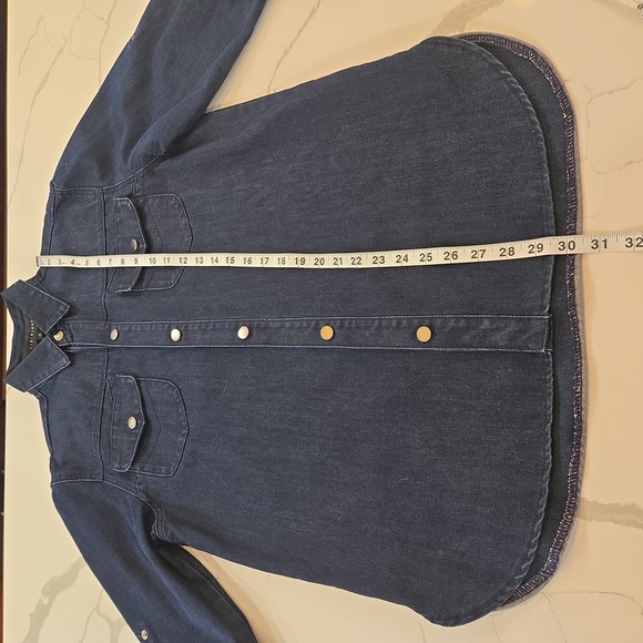 Vie Riche Embroidered Ignorant 33 Snap Button Cotton Denim Jean Shirt Medium - Picture 12 of 12